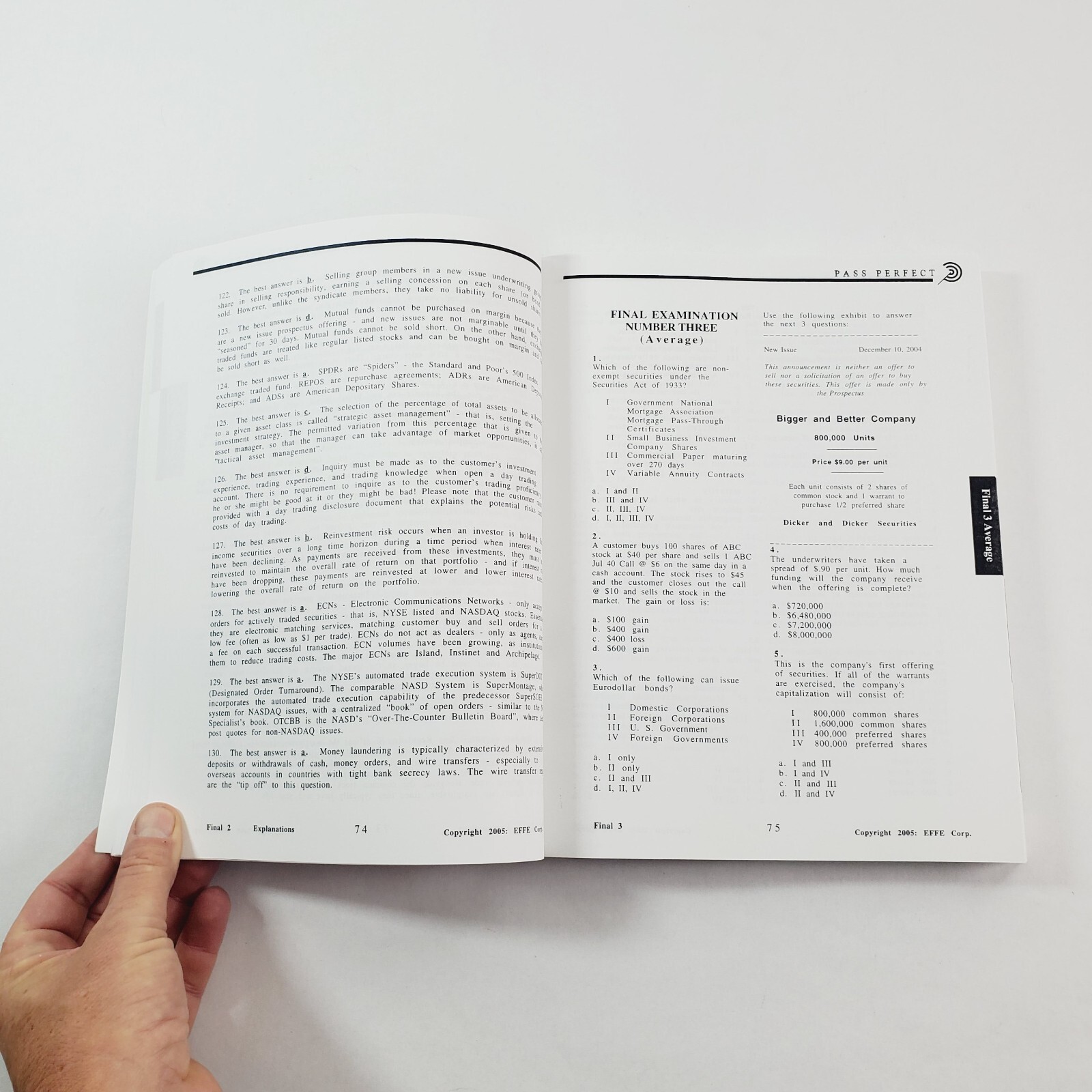 Pass Perfect Registered Representative Series 7 Study Program Final Exams 2005