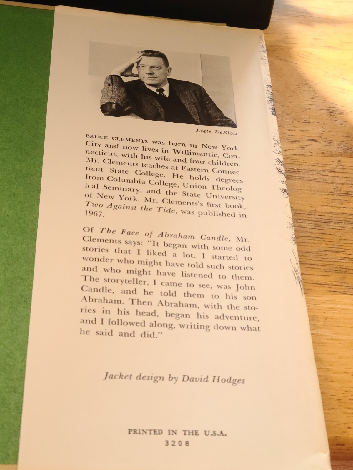 The Face of Abraham Candle HB/DJ Farrar Straus 1969 1st ED Bruce Clements