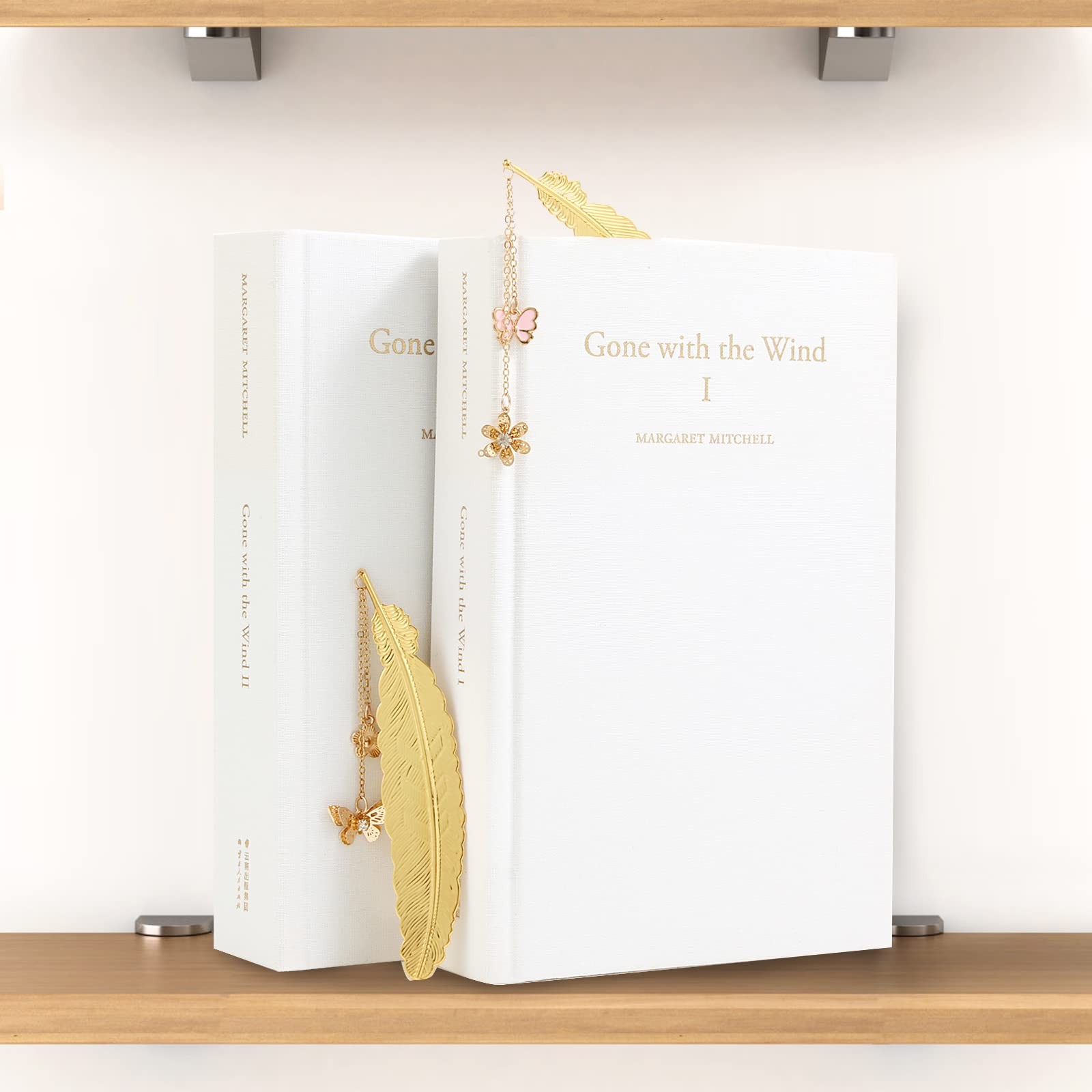2 Pieces Gold Feather Bookmark, SoyKay Metal Bookmarks 4.5in x 0.9in,