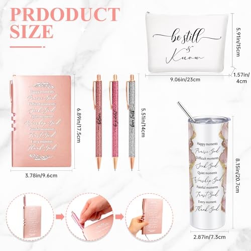 6 Pcs Christian Gifts for Women Men 20 oz Tumbler Marble Sign Makeup Rose Pink