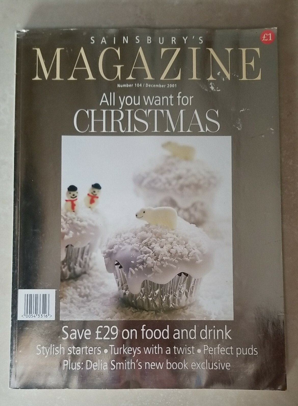 Christmas Sainsbury’s Magazine December 2001 issue 104 Silver Cover 234 pages