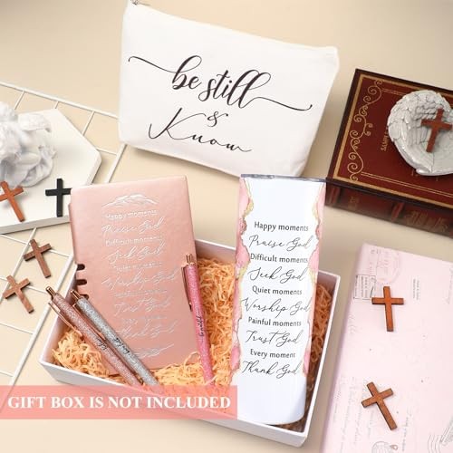 6 Pcs Christian Gifts for Women Men 20 oz Tumbler Marble Sign Makeup Rose Pink