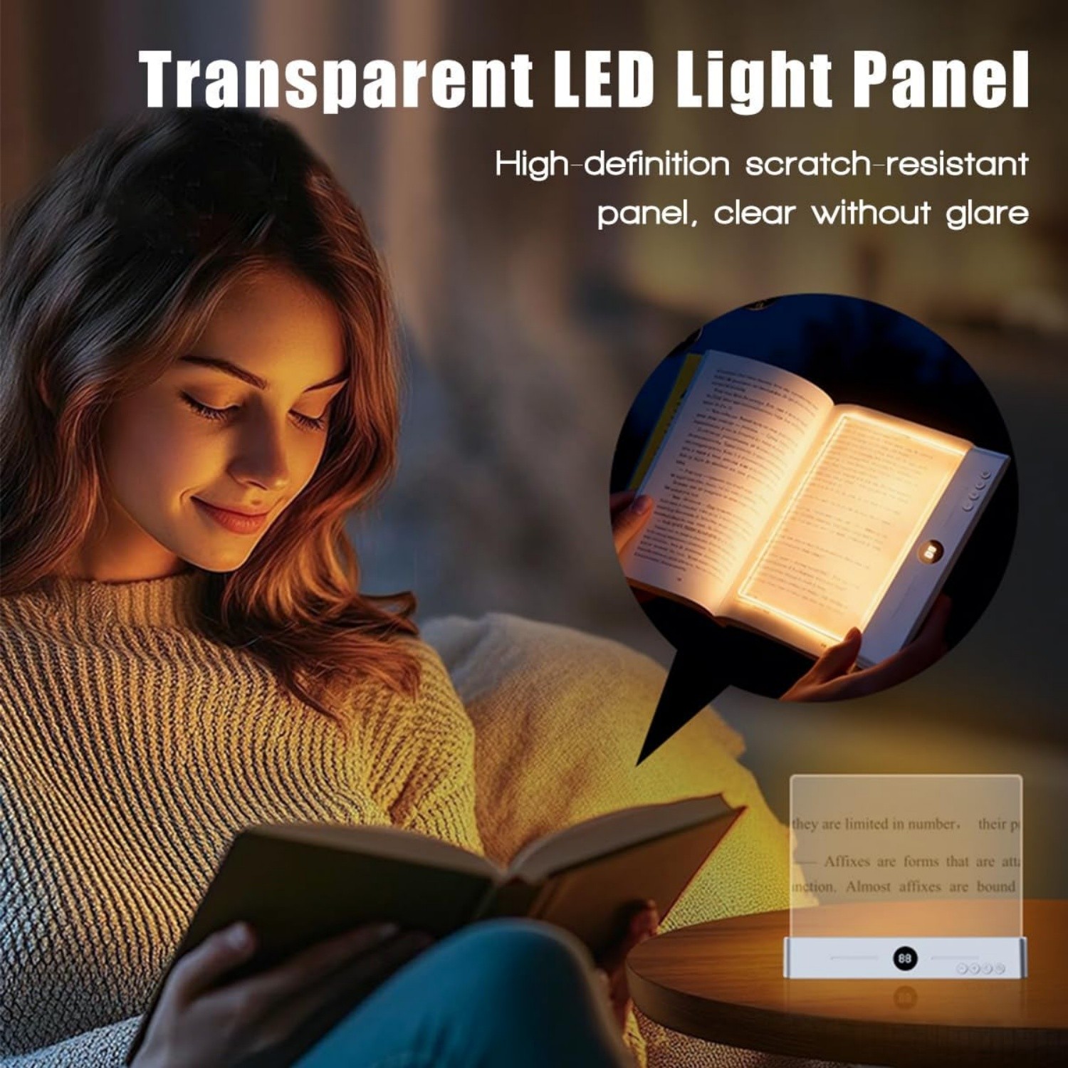 LED Book Reading Light & Night Light 2-in-1, USB Rechargeable w/ 3 Color Modes