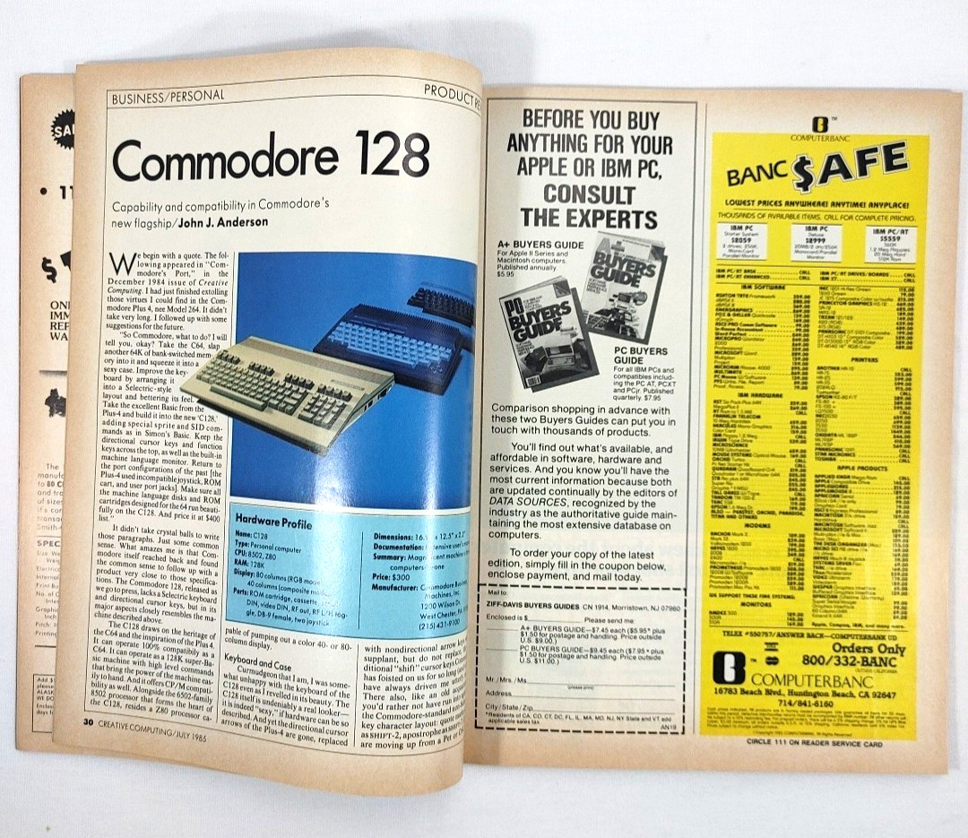 Creative Computing Magazine Computers & Electronics Vol 11 No 7 July 1985