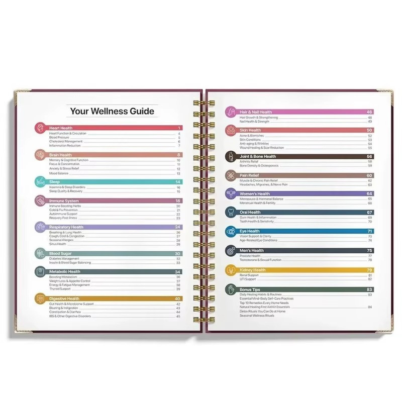 The Natural Healing Handbook, Spiral-Bound Guide for Herbal Remedies and Natural