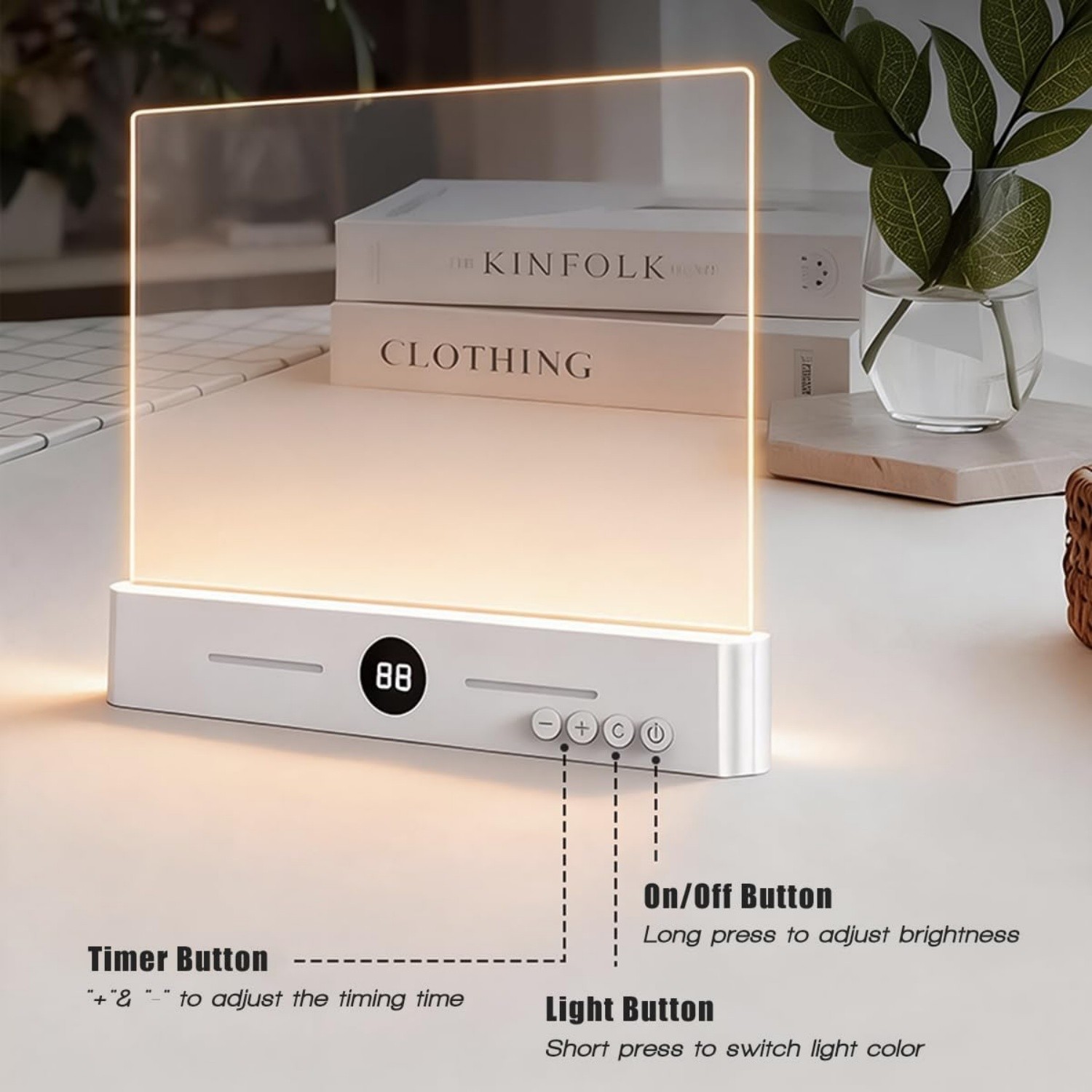 LED Book Reading Light & Night Light 2-in-1, USB Rechargeable w/ 3 Color Modes