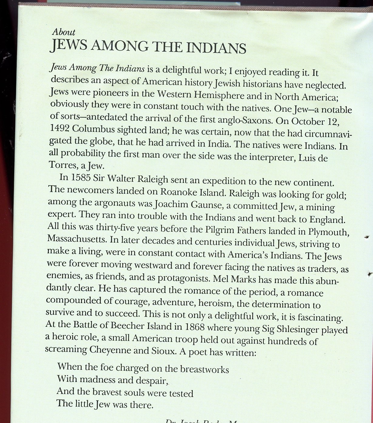 Jews Among The Indians, Adventue, Conflict In The Old West, by; Wishner, HC Book