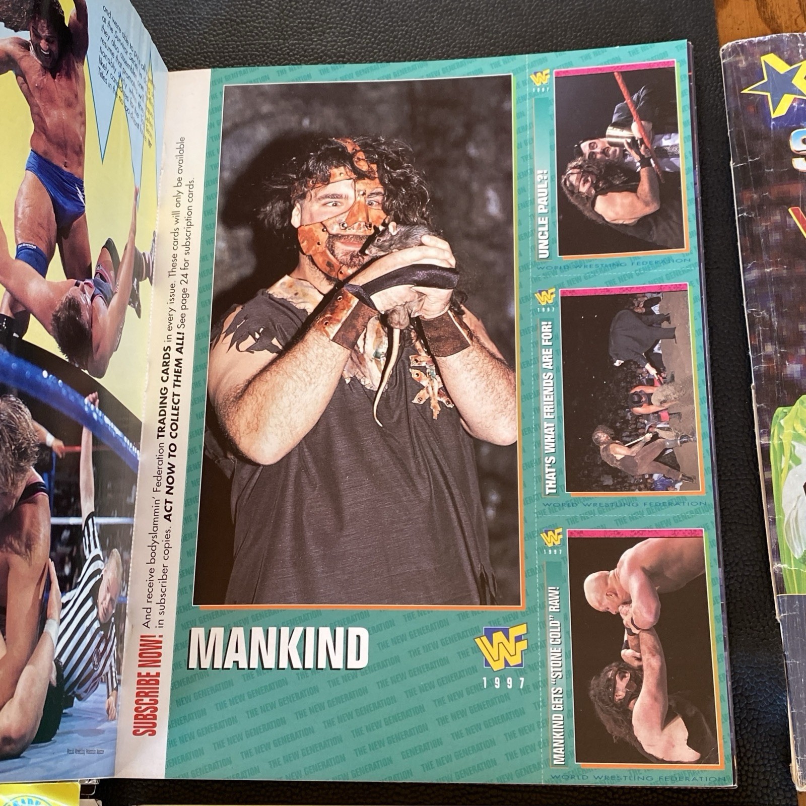 Lot 22 WWE “RAW” Magazine Collection 1992 1993 1996 1997 1998 Foley Card Sheets