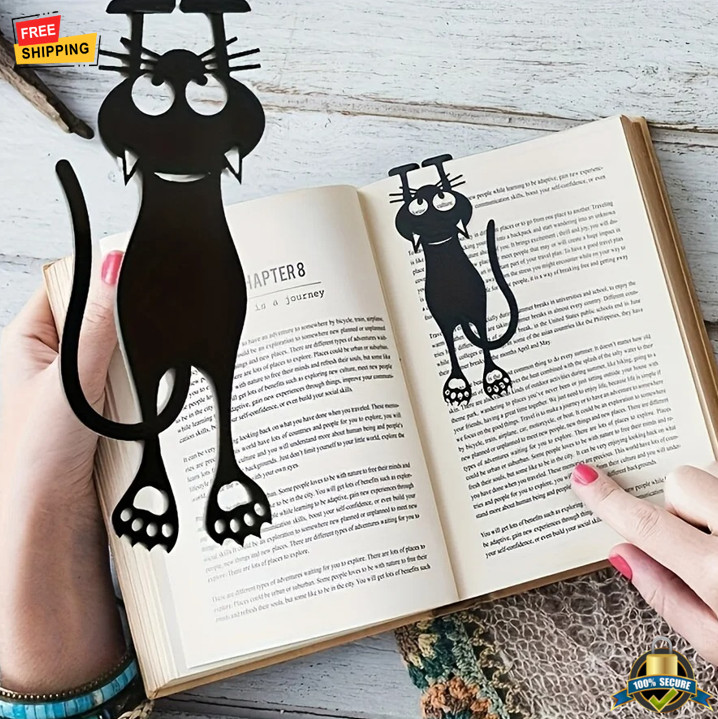 5pcs Acrylic Hollow Cat Bookmarks Creative Black Kitten Page Markers
