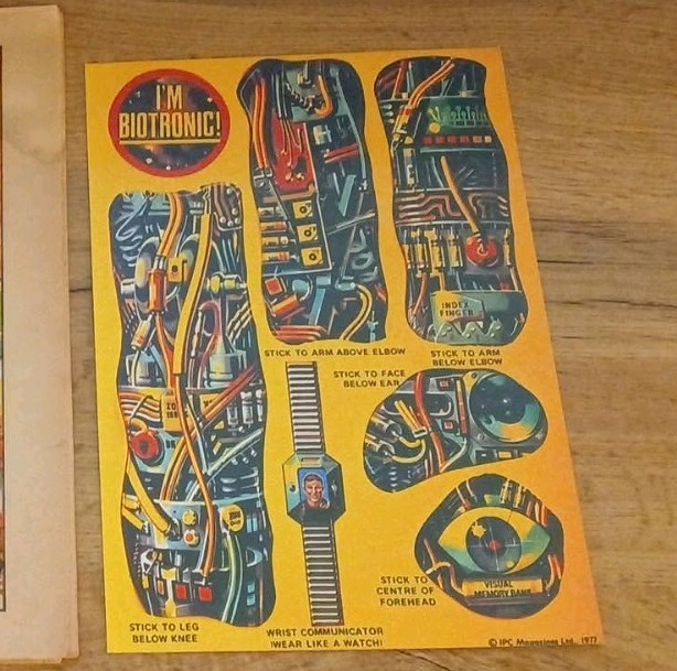 2000ad Prog 2 (1977) biotronic stickers frre gift reproduction set
