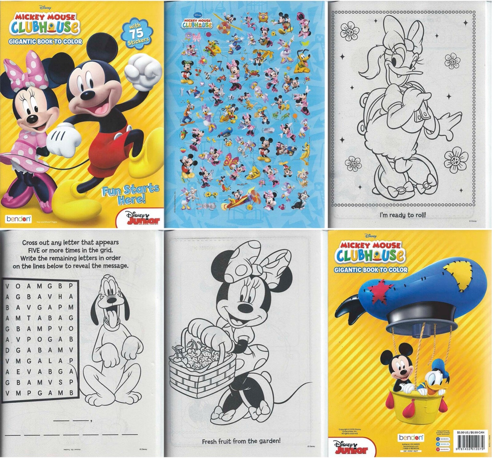 Lot of 2 – 224 Page Disney Mickey Coloring Books Stickers Children’s Boys Kids