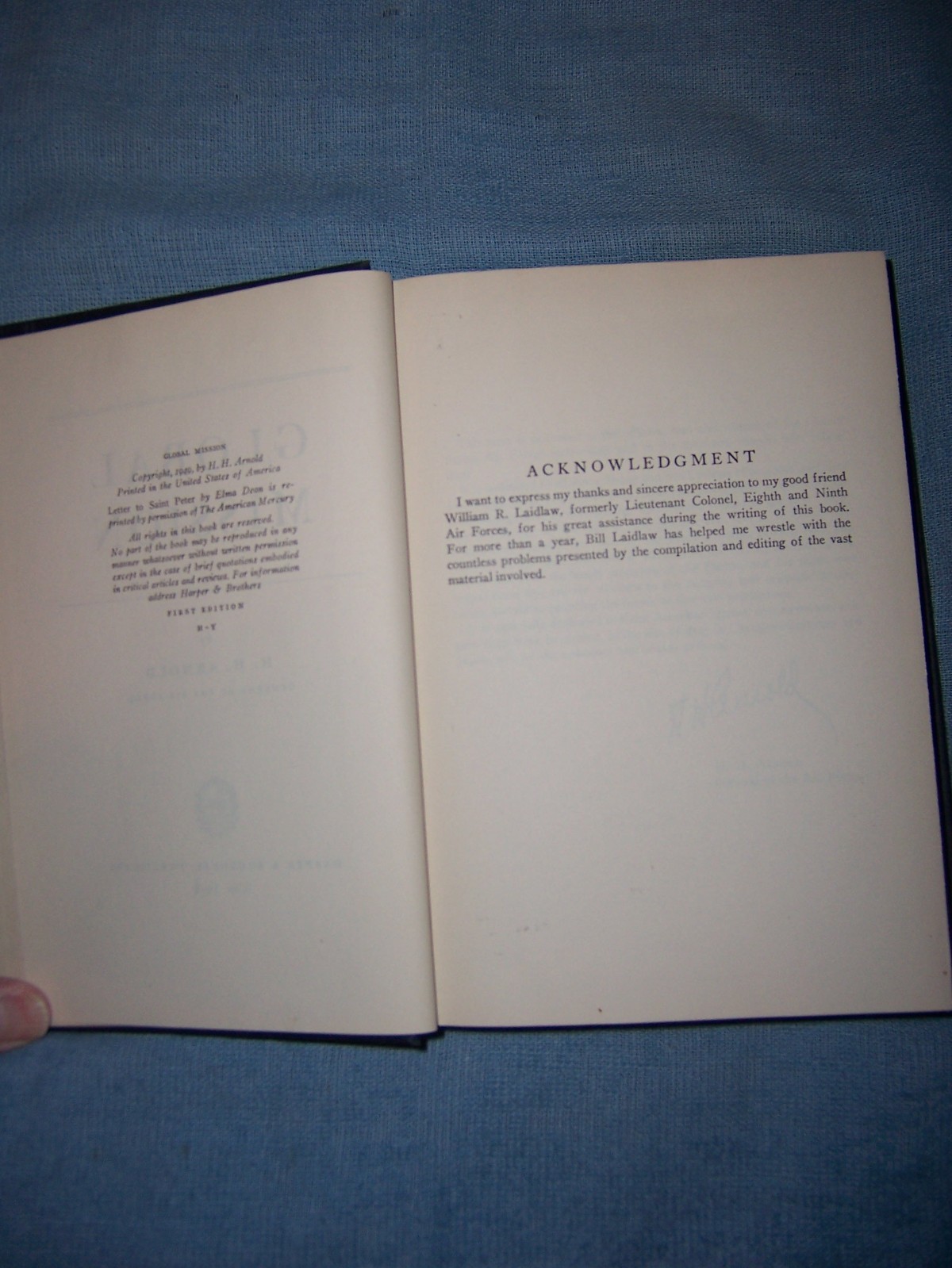 GLOBAL MISSION by H. H. Arnold/1st Ed/HCDJ/Military/WW II (1939-1945)
