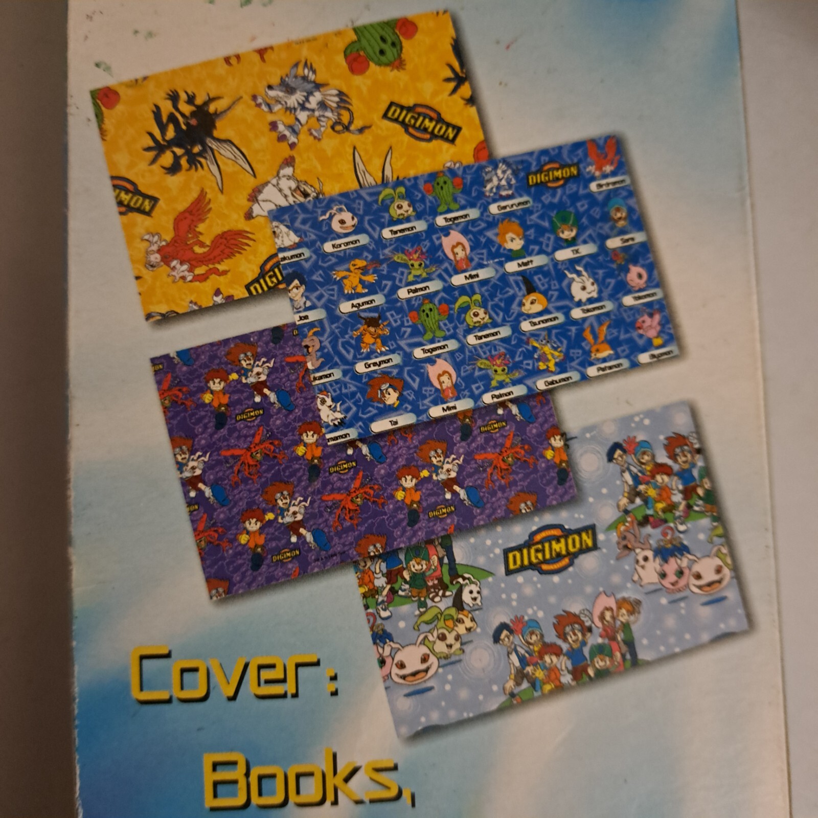Digimon Book Covers💥Monsters Anime Removable Self Adhesive Vinyl Partial Pack